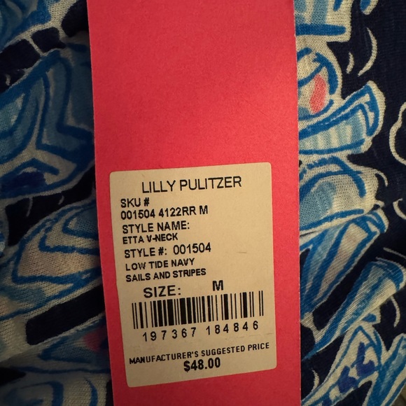 Lilly Pulitzer Blue and White Short Sleeve Tee - Picture 6 of 8